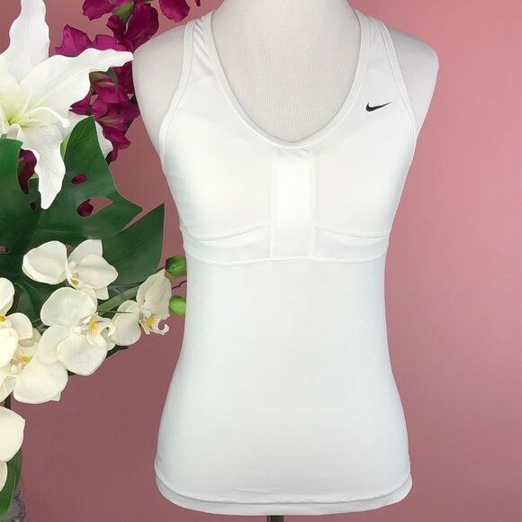 Nike Women's Dri-Fit Racer Back Athletic SMALL White Tank Top - Picture 1 of 14